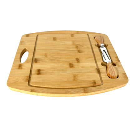 Platou brânzeturi din bambus 29.5x33cm cu 2 accesorii