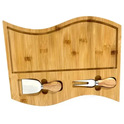 Platou brânzeturi din bambus 26x33cm cu 2 accesorii
